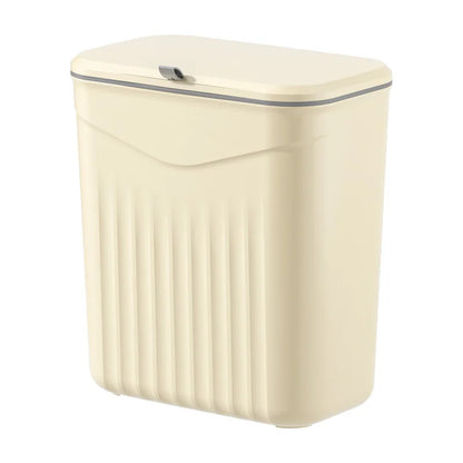 White Wall-Mounted Trash Bin Durable Plastic Space-Saving Kitchen Garbage Storage Multi-Functional Effortless Cleanup